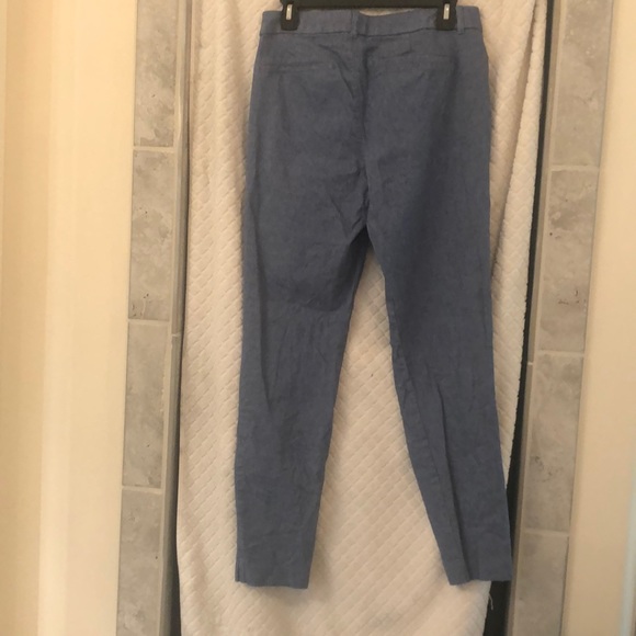 Blue Linen Pixie Full Length Stretch Pants - Picture 4 of 4